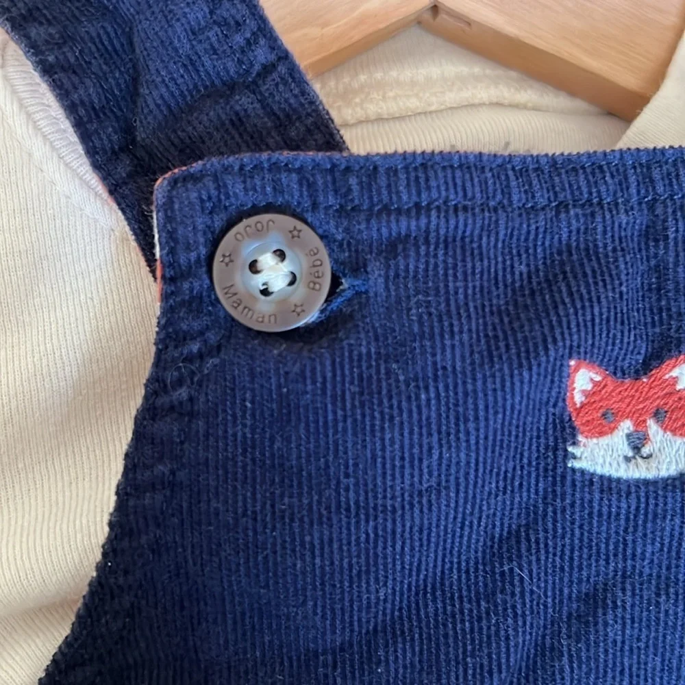 JOJO MAMAN BEBE Embroidered Cotton Corduroy Overalls 🦊